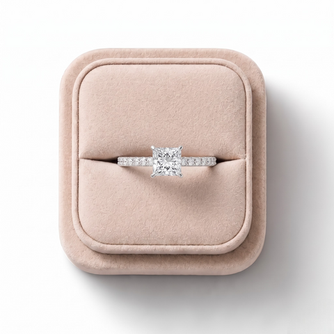 0.98 CT Princess Hidden Halo Pavé Ring