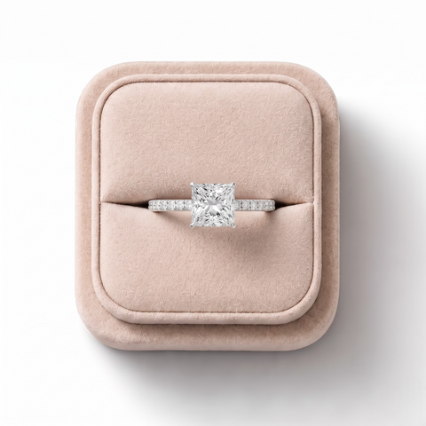 1.73 Ct Princess Hidden Halo Pavé Ring