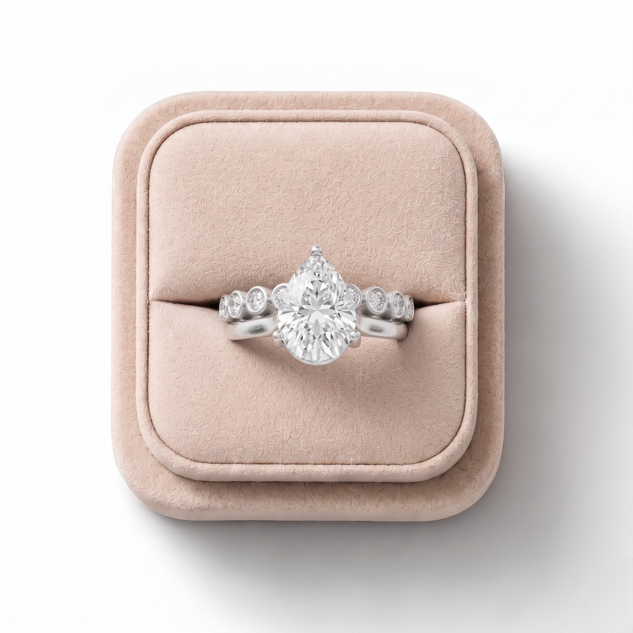 2.88 CT Pear Solitaire Lab Diamond Bridal Set
