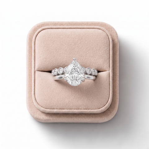 2.88 CT Pear Solitaire Lab Diamond Bridal Set