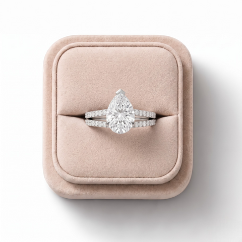 3.38 CT Pear Solitaire Pavé Set Ring