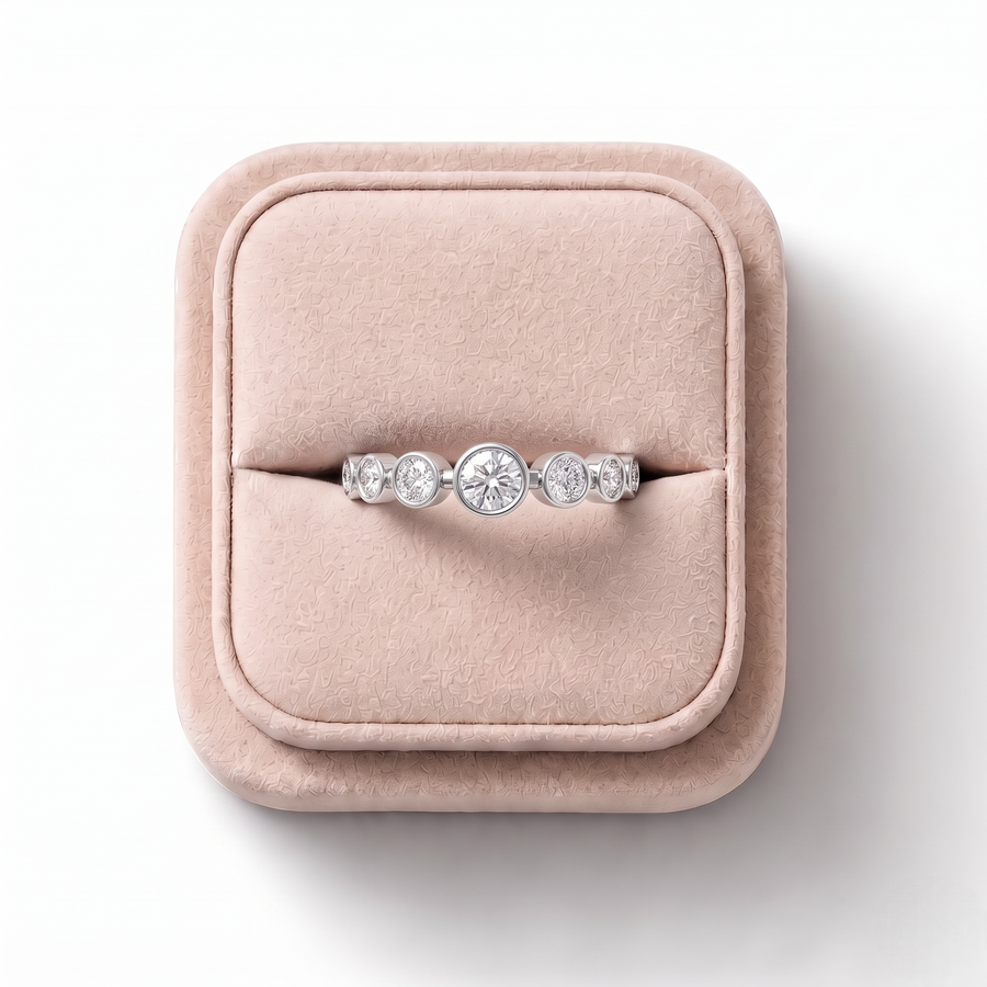 0.35 Ct Round Bezel Set Half Eternity Band
