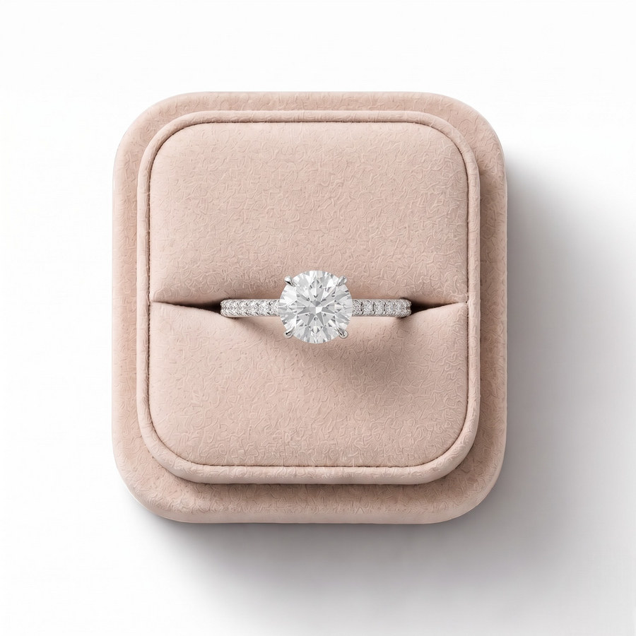 1.73 Ct Round Hidden Halo Pavé Ring
