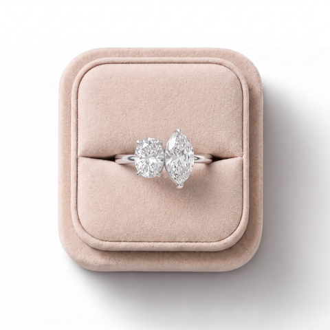 3.00 Ct Oval Marquise Toi et Moi Ring