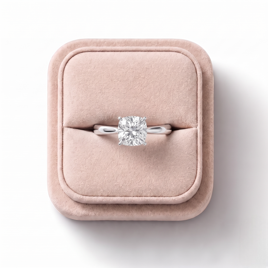 1.00 Ct Cushion Solitaire Lab Diamond Ring