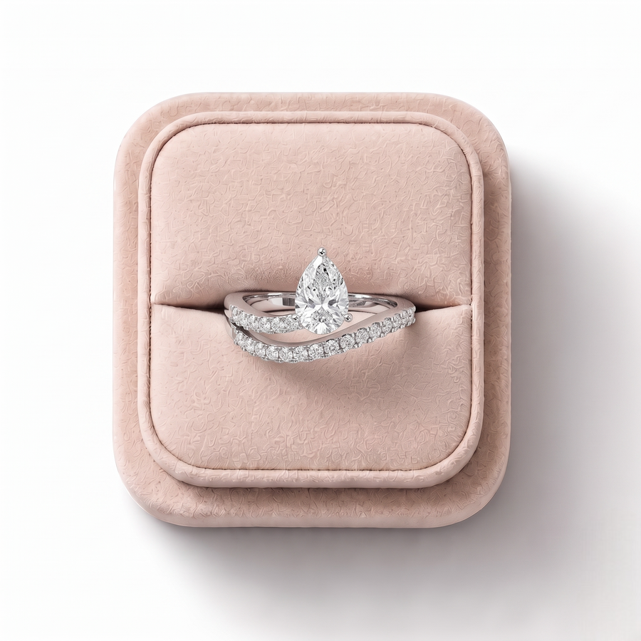 1.08 Ct Pear Lab Diamond Split Pavé Ring