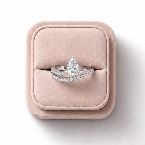 1.08 Ct Pear Lab Diamond Split Pavé Ring