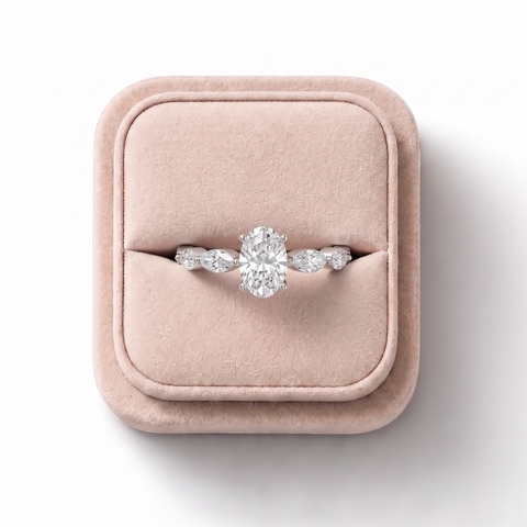 0.67 Ct Oval Solitaire With Side Diamond Ring