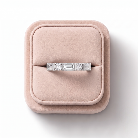 1.57 Ct Emerald Diamond Half Eternity Ring