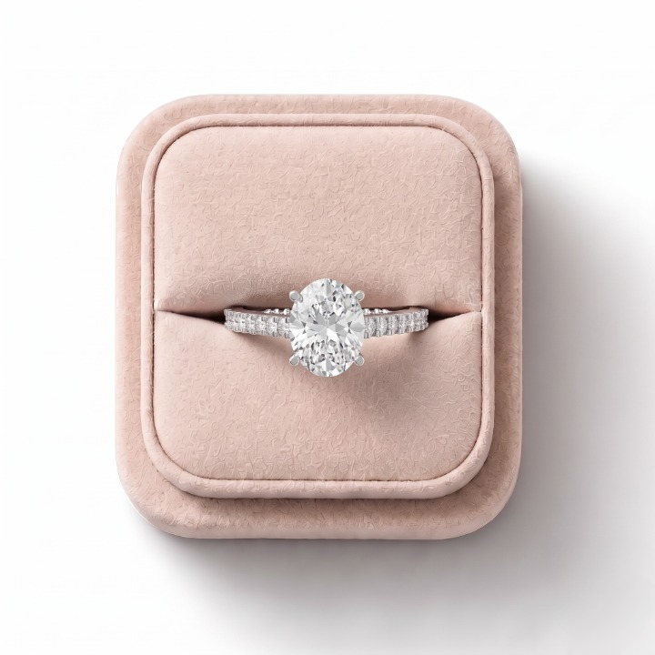 1.93 Ct Oval Lab Diamond Split Pavé Ring