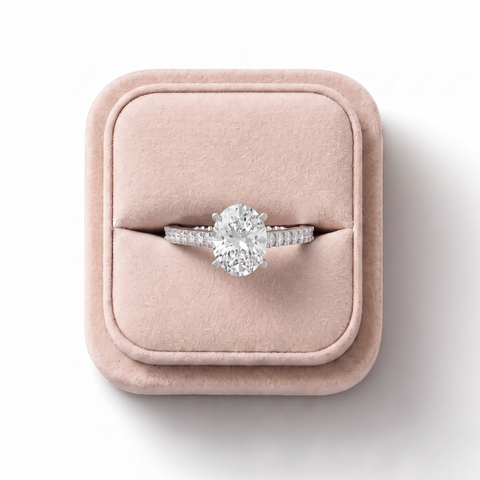 1.93 Ct Oval Lab Diamond Split Pavé Ring