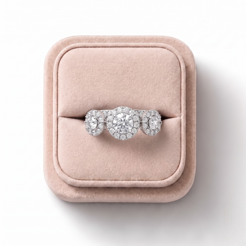 1.08 Ct Triple Halo Cluster Band Ring