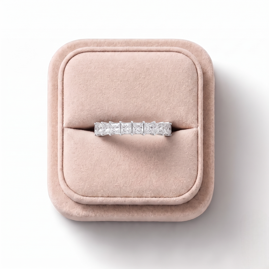 1.69 Ct Princess U-Prong Half Eternity Ring