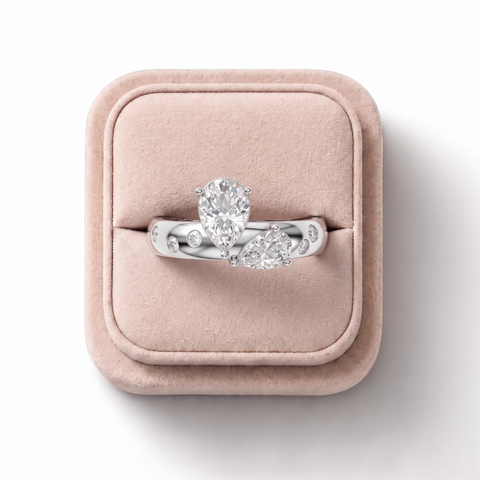 0.78 Ct Pear Toi et Moi Lab Diamond Ring