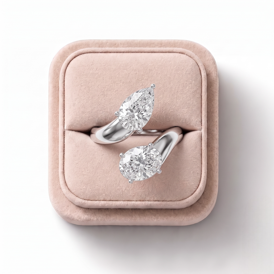 1.36 Ct Toi et Moi Lab Diamond Ring