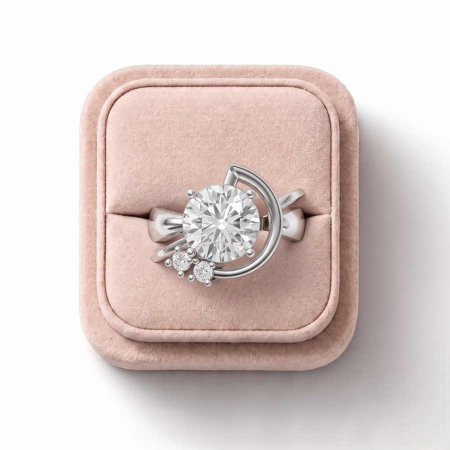 2.09 Ct Round Solitaire Bypass Style Ring