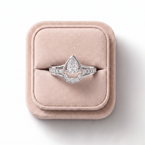 0.42 Ct Pear Lab Diamond Halo Ring