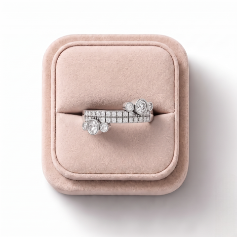 0.52 Ct Round Bezel Pavé Band Ring