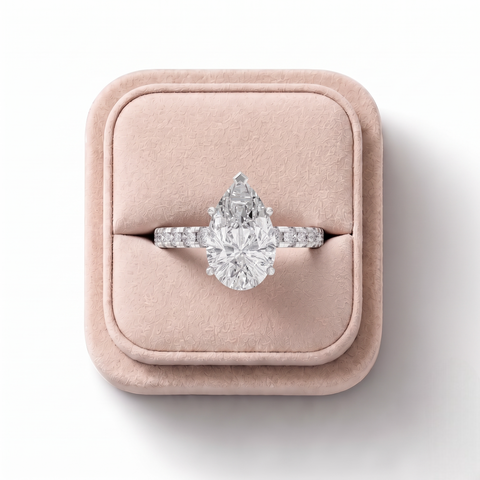 2.42 Ct Pear Solitaire With Side Diamod Band Ring