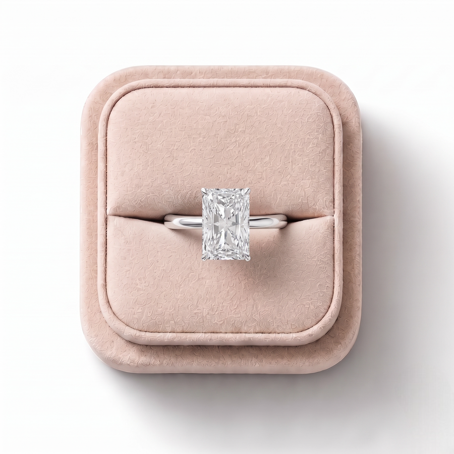 2.11 Ct Radiant Hidden Halo Ring 2.00 Ct Center