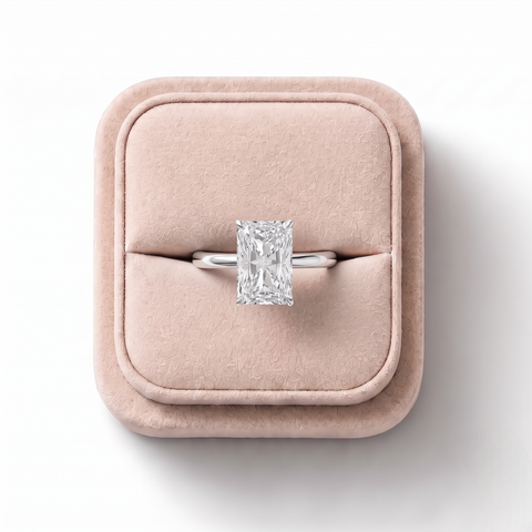 2.11 Ct Radiant Hidden Halo Ring 2.00 Ct Center