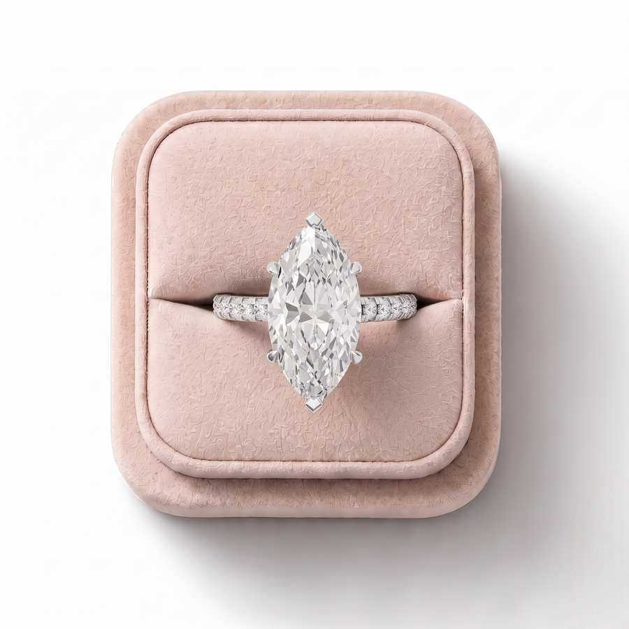 2.37 Ct Marquise Hidden Halo Ring 2.00 Ct Center