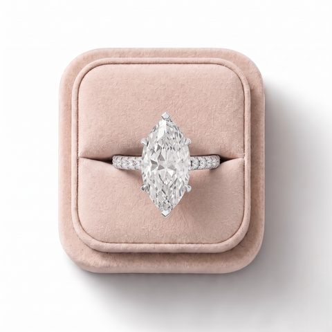 2.37 Ct Marquise Hidden Halo Ring 2.00 Ct Center