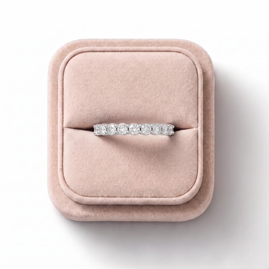 0.94 Ct Round U-Prong Half Eternity Ring
