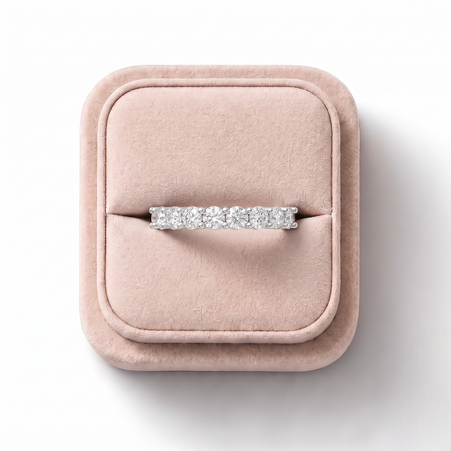1.16 Ct Round Shared Prong Half Eternity Band
