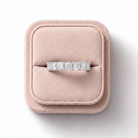 1.45 Ct Round Baskets Setting Half Eternity Ring