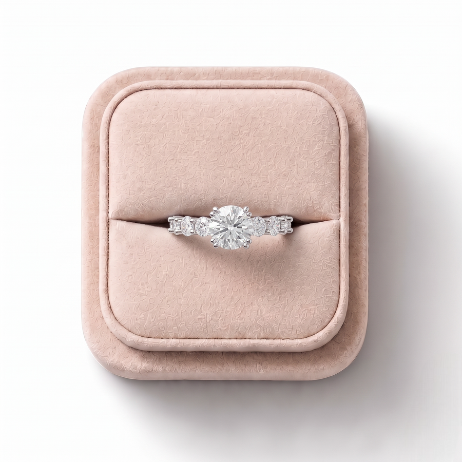 4.01 Ct Round Solitaire With Side Stone Ring 1.50 Ct Center