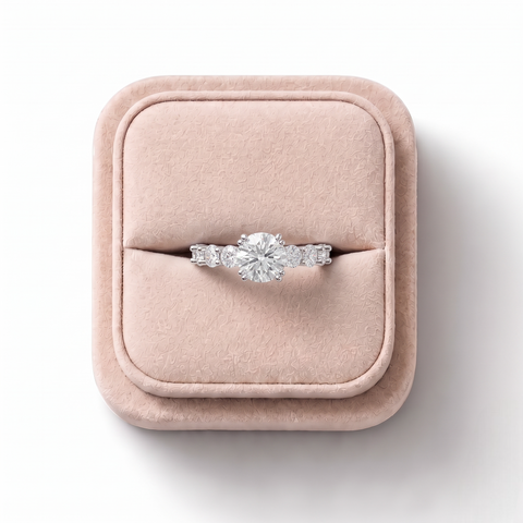 4.01 Ct Round Solitaire With Side Stone Ring 1.50 Ct Center