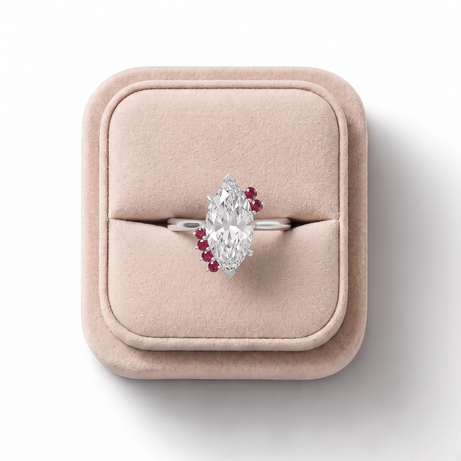 4.16 CT Marquise BirthStone Accent Lab Diamond Ring