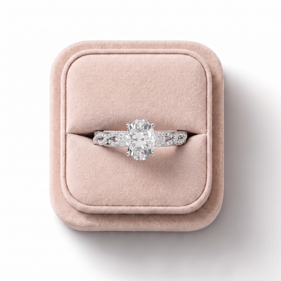 1.86 Ct Oval Solitaire Infinity Twist Ring 1.50 Ct Center