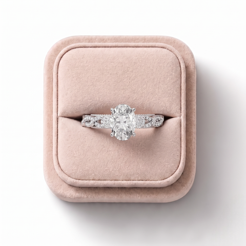1.86 Ct Oval Solitaire Infinity Twist Ring 1.50 Ct Center