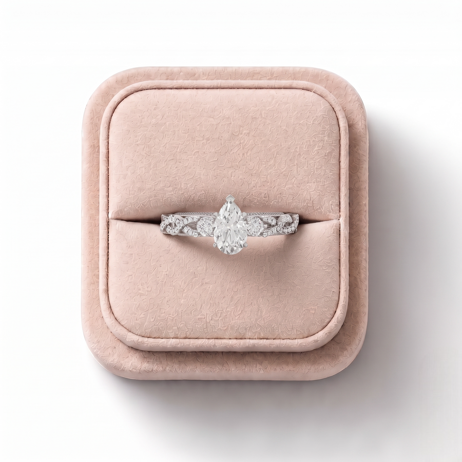 1.86 Ct Pear Solitaire Infinity Twist Ring 1.50 Ct Center