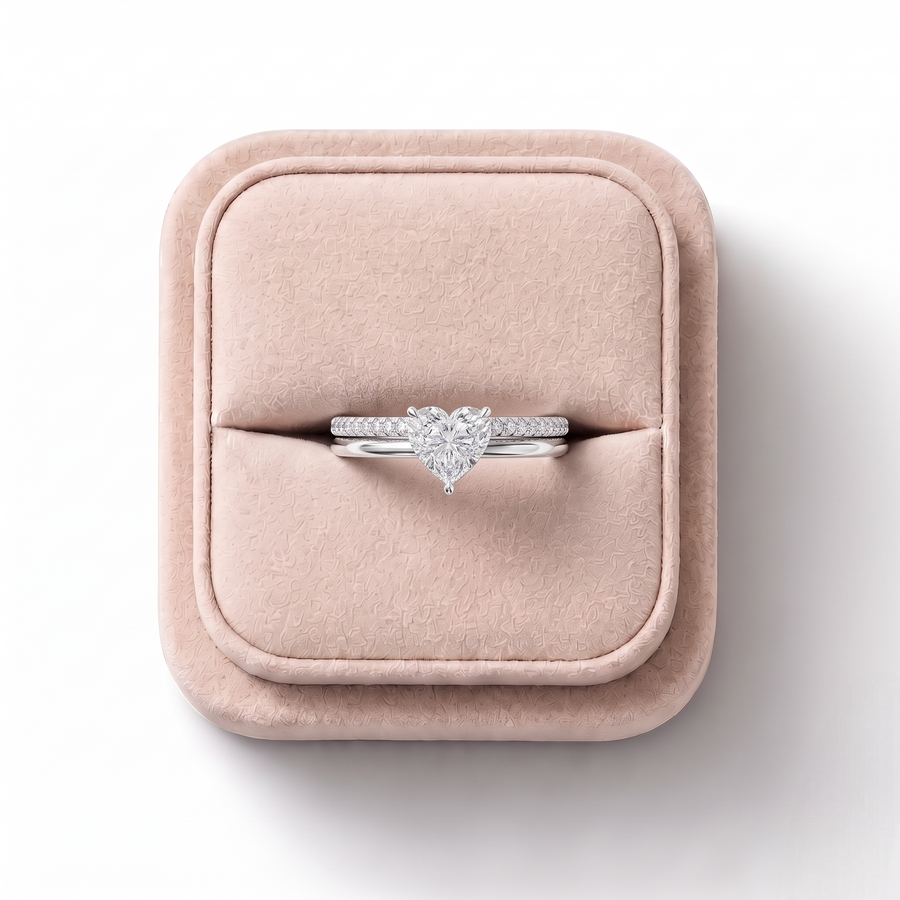 1.60 Ct Heart Lab Diamond Split Ring 1.50 Ct Center