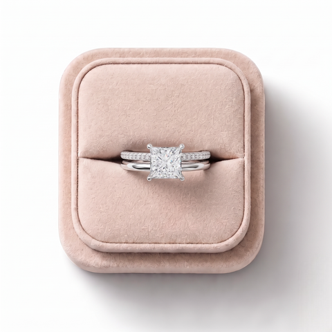 1.60 Ct Princess Lab Diamond Split Ring 1.50 Ct Center