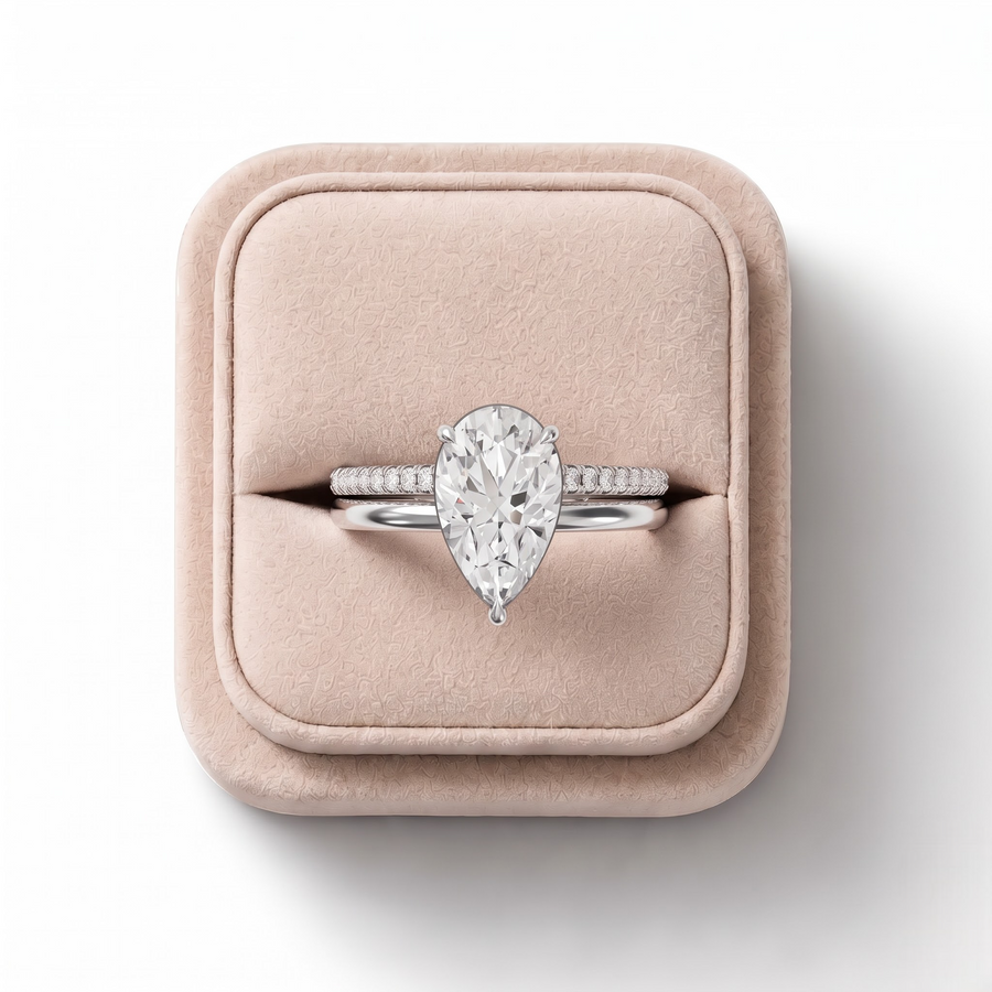 1.60 Ct Pear Lab Diamond Split Ring 1.50 Ct Center