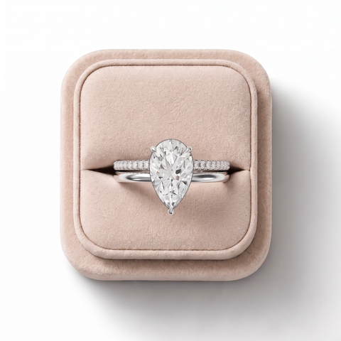 1.60 Ct Pear Lab Diamond Split Ring 1.50 Ct Center