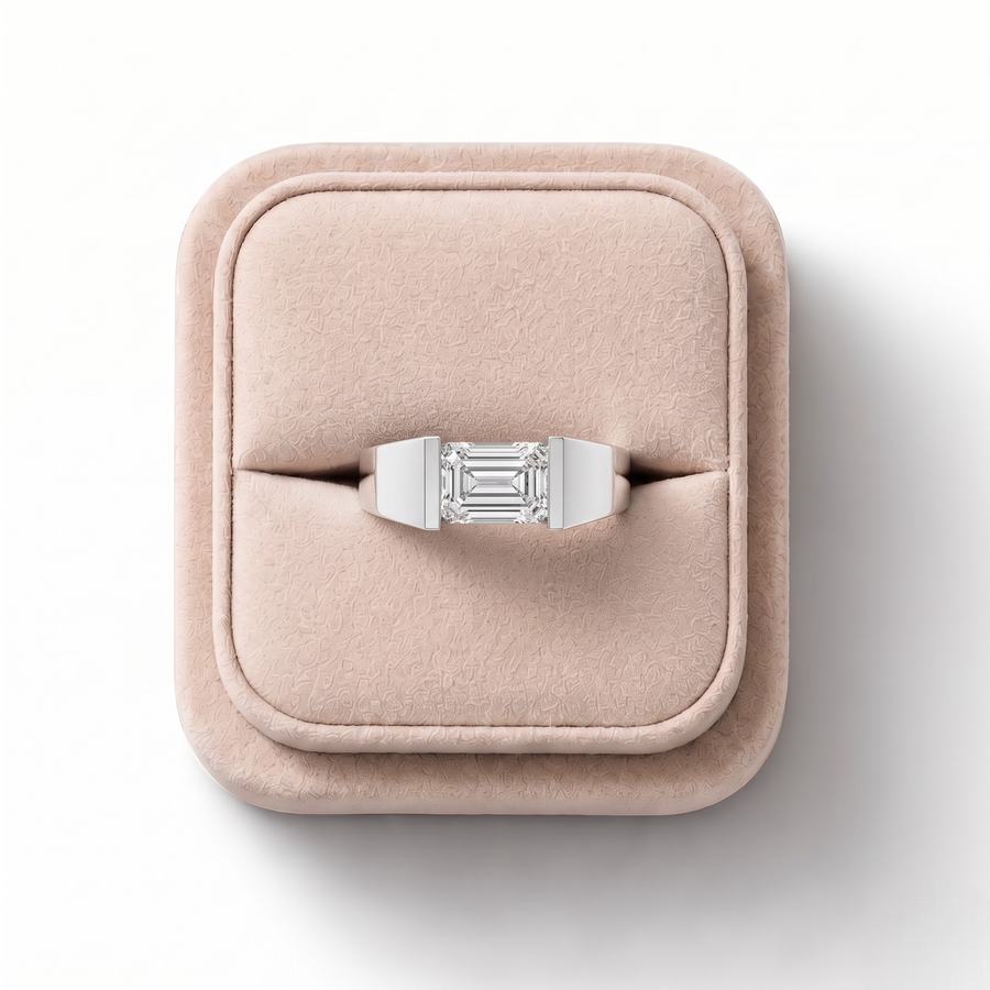 1.00 Ct East-West Emerald Statement Ring