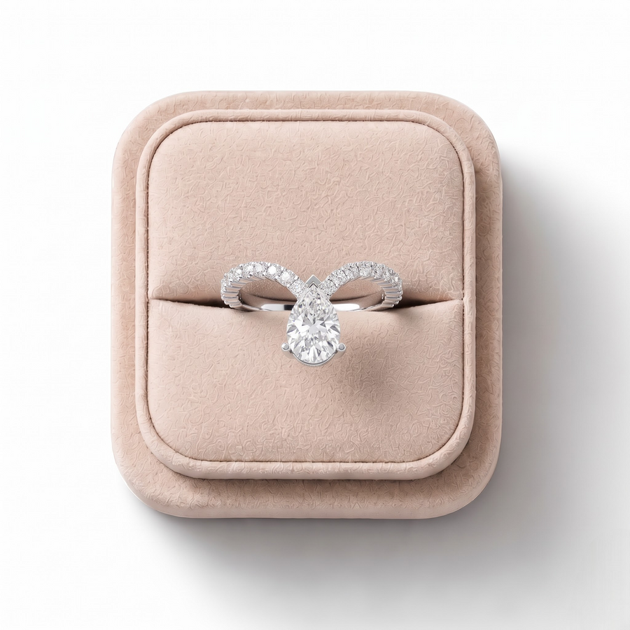 2.05 Ct Pear Diamond Split Shank Engagement Ring