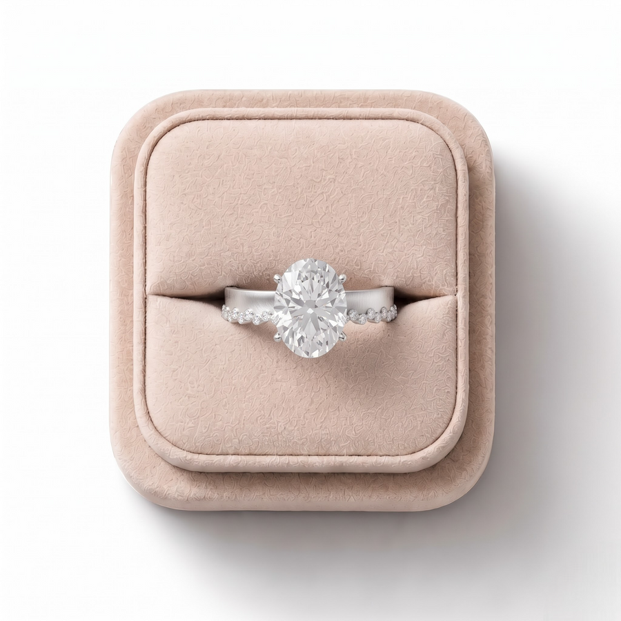 3.31 Ct Oval Solitaire With Beaded Band 3.00 Ct Center