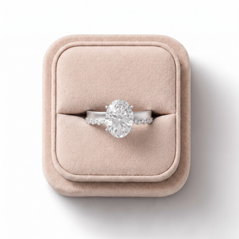 3.31 Ct Oval Solitaire With Beaded Band 3.00 Ct Center