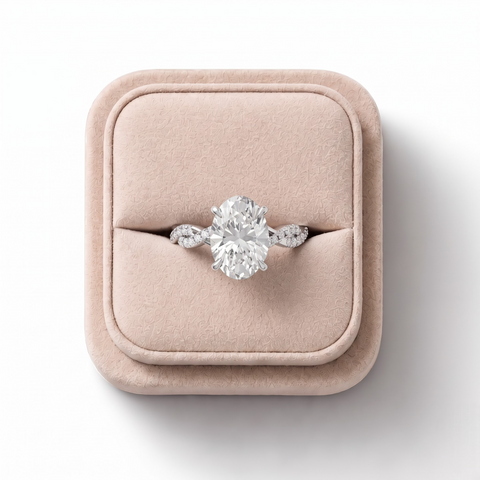 2.69 CT Oval Twisted Pavé Lab Diamond Ring