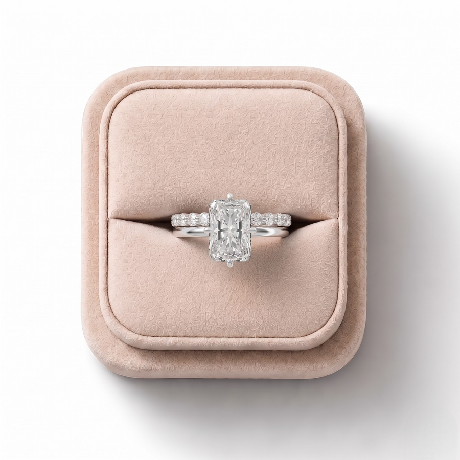 3.89 CT Radiant with Bridal Set Lab Diamond Ring