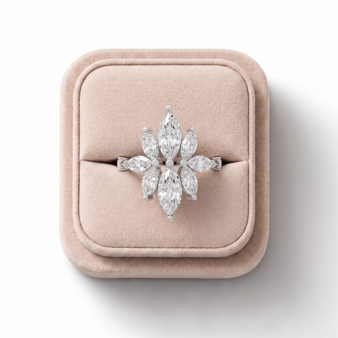 2.08 Ct Floral Marquise Diamond Statement Ring