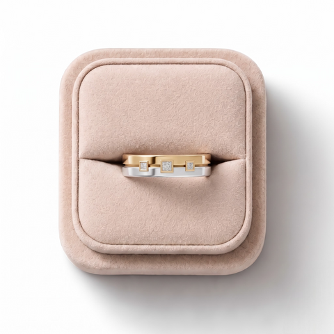 0.092 Ct Two Tone Princess Diamond Band