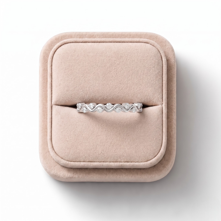 0.30 Ct Round Diamond Wave Eternity Band Ring