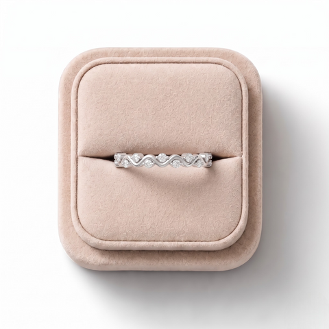 0.30 Ct Round Diamond Wave Eternity Band Ring